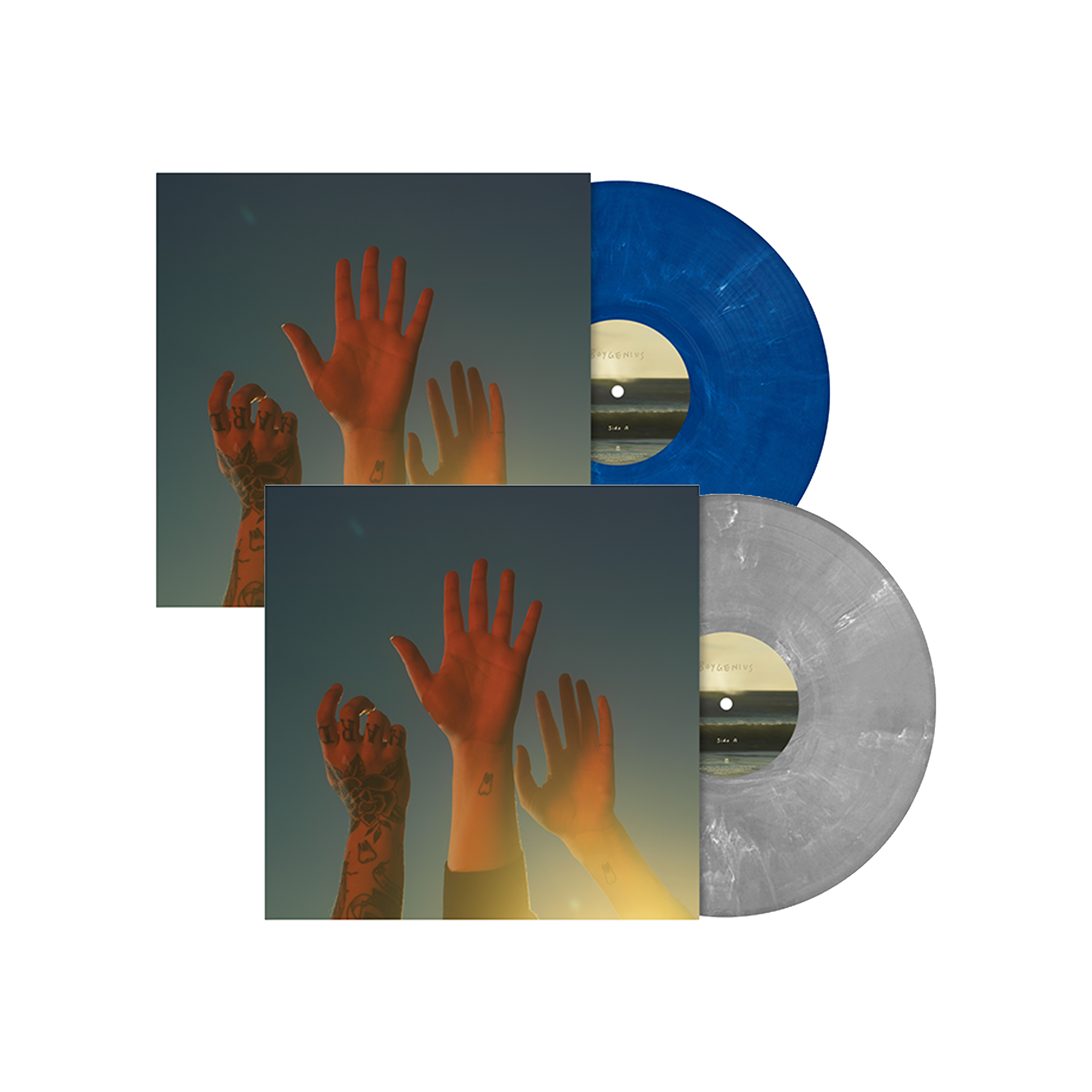 the record: Limited Blue Vinyl LP + Limited Silver Vinyl LP