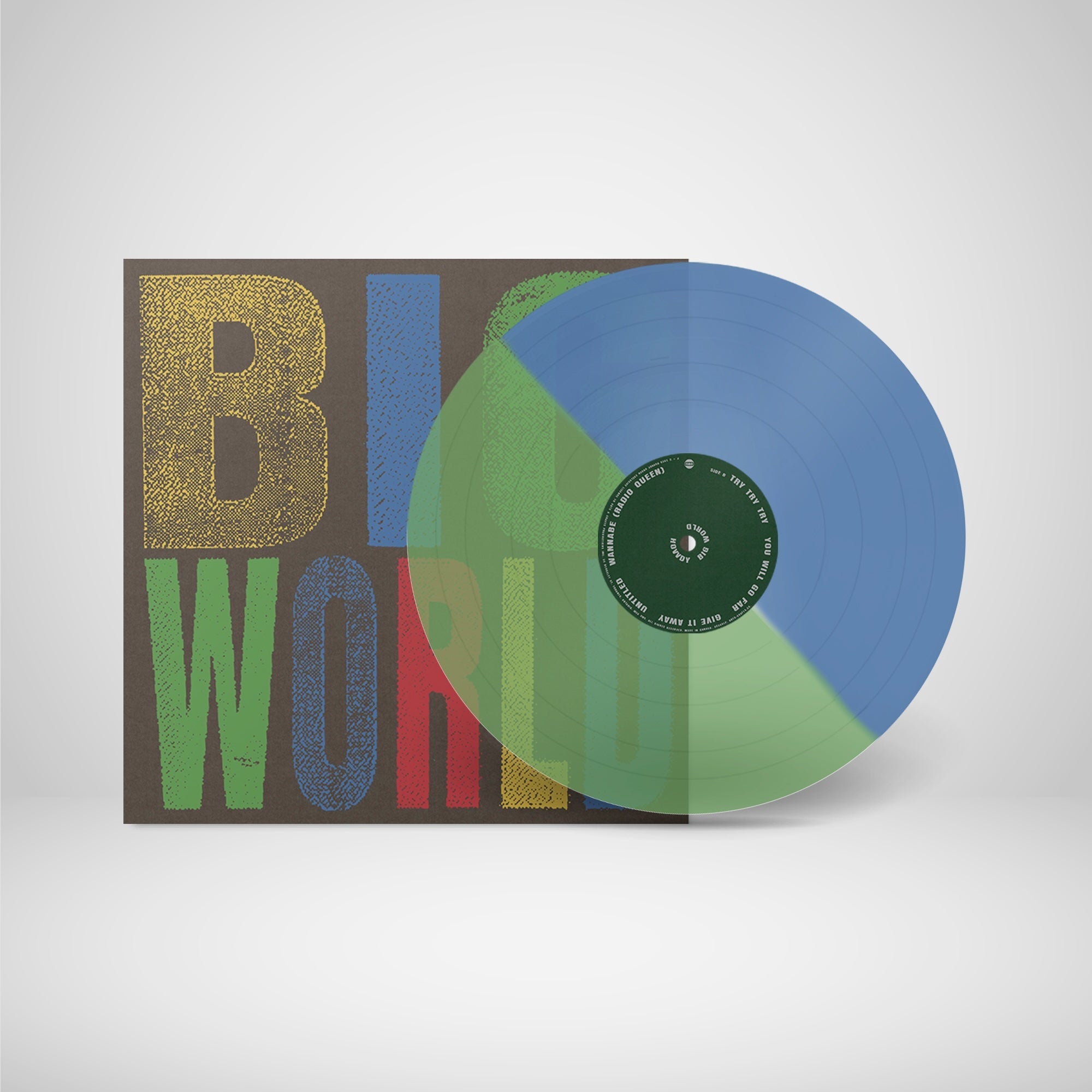 Big World: Transparent Green + Blue Split Vinyl in Standard Jacket with Printed Inner Sleeve Vinyl LP