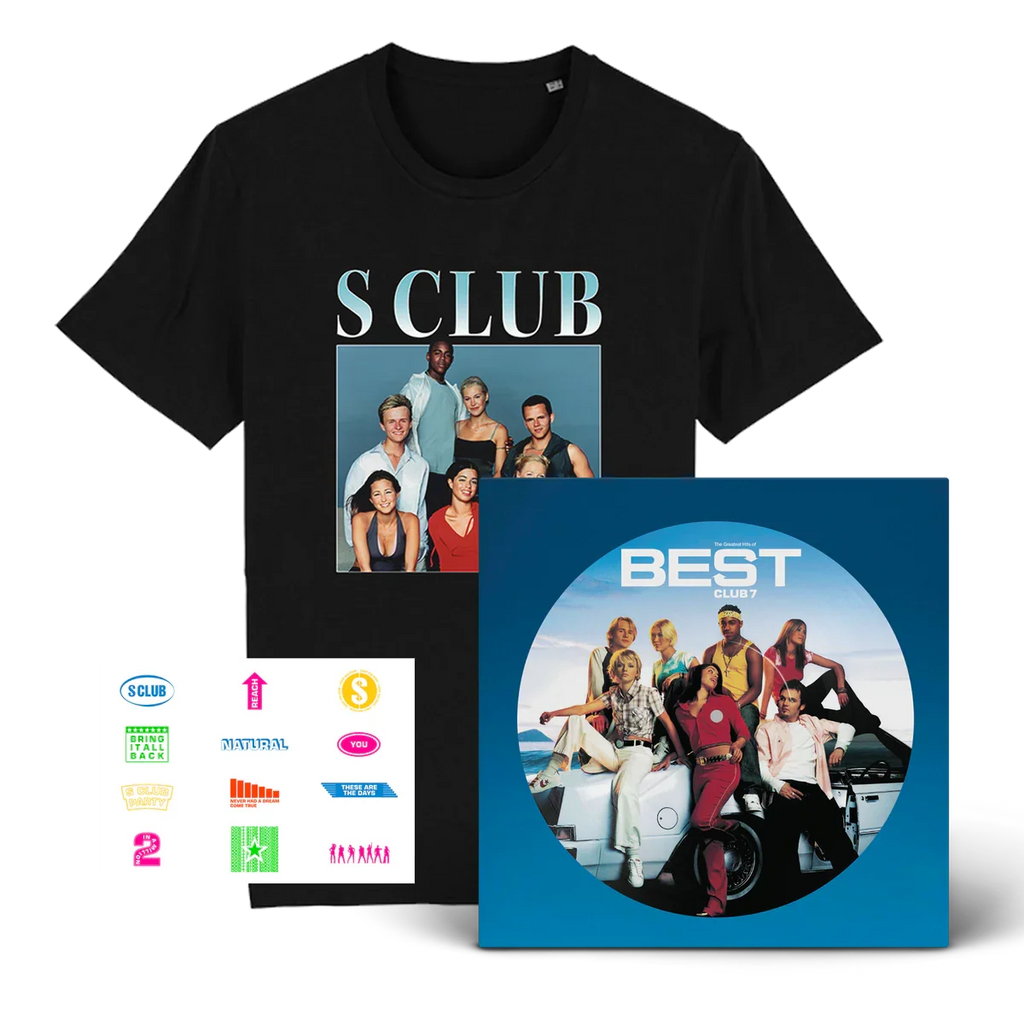 Best - The Greatest Hits Of S Club 7: Vinyl LP, Homage T-Shirt + Sticker Sheet