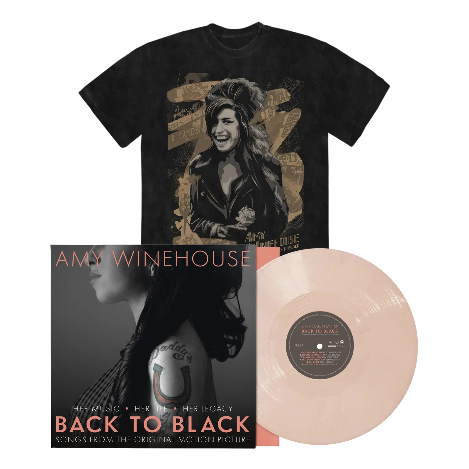 Back To Black - Songs From The Original Motion Picture: Exclusive Peach Vinyl LP + Portrait Washed T-Shirt