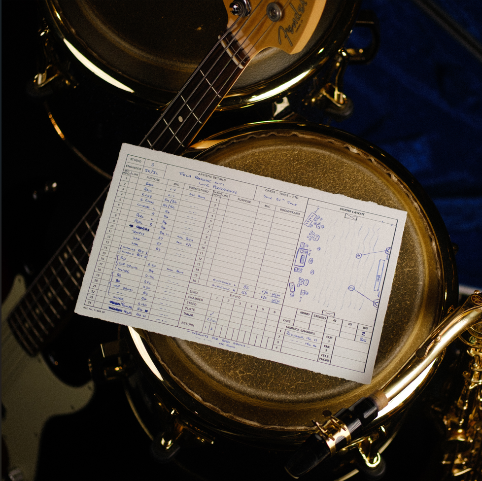 Abbey Road Studios Fela Kuti Session Sheet