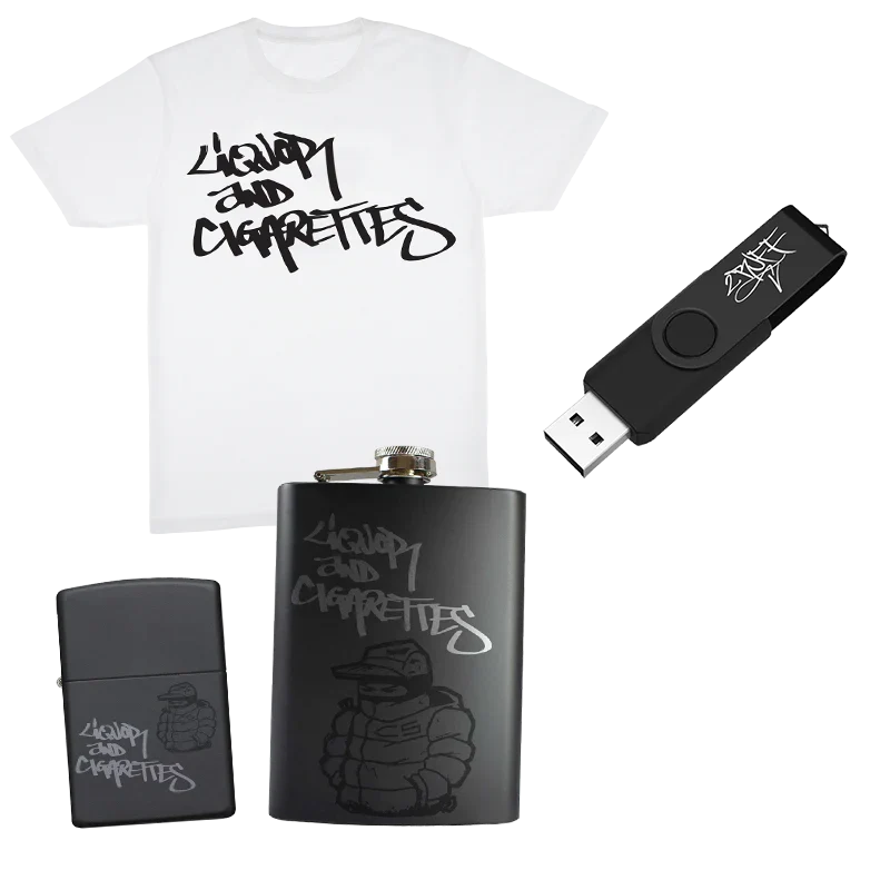 2 Ruff, Vol. 1: USB, Hip Flask, Lighter + Liquor and Cigarettes T-Shirt