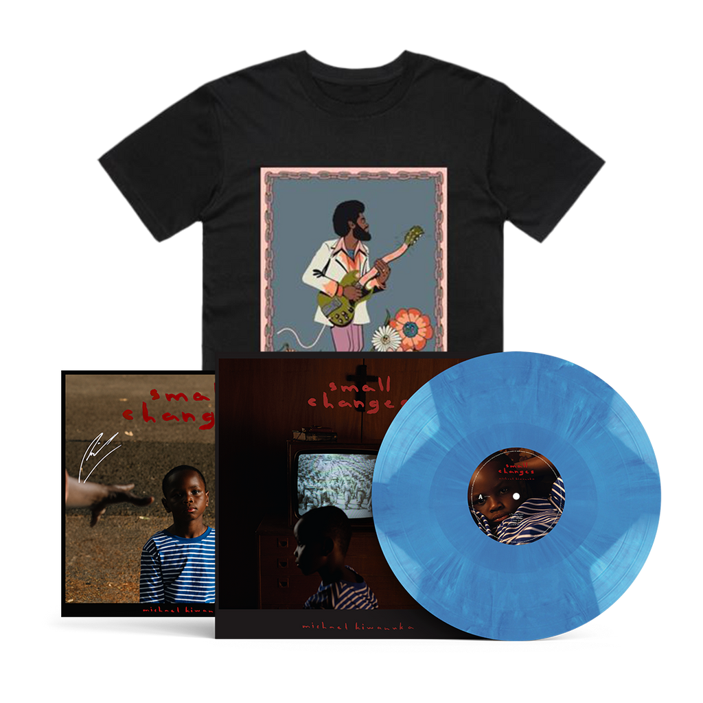 Small Changes: Limited Blue Marble Vinyl LP, 'Black Cartoon' T-Shirt + Signed Art Card