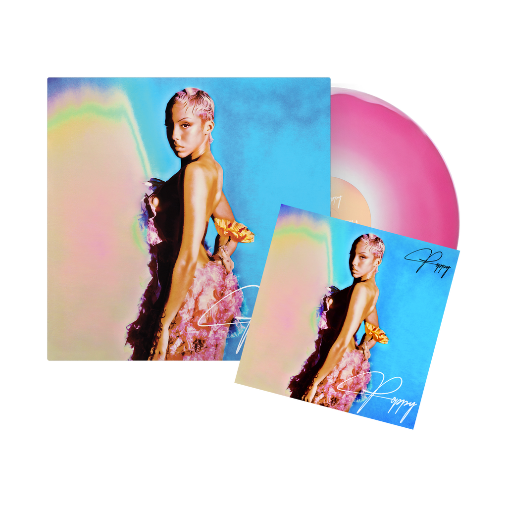 Poppy: Sunburst Pink and White Vinyl LP + Signed Artcard