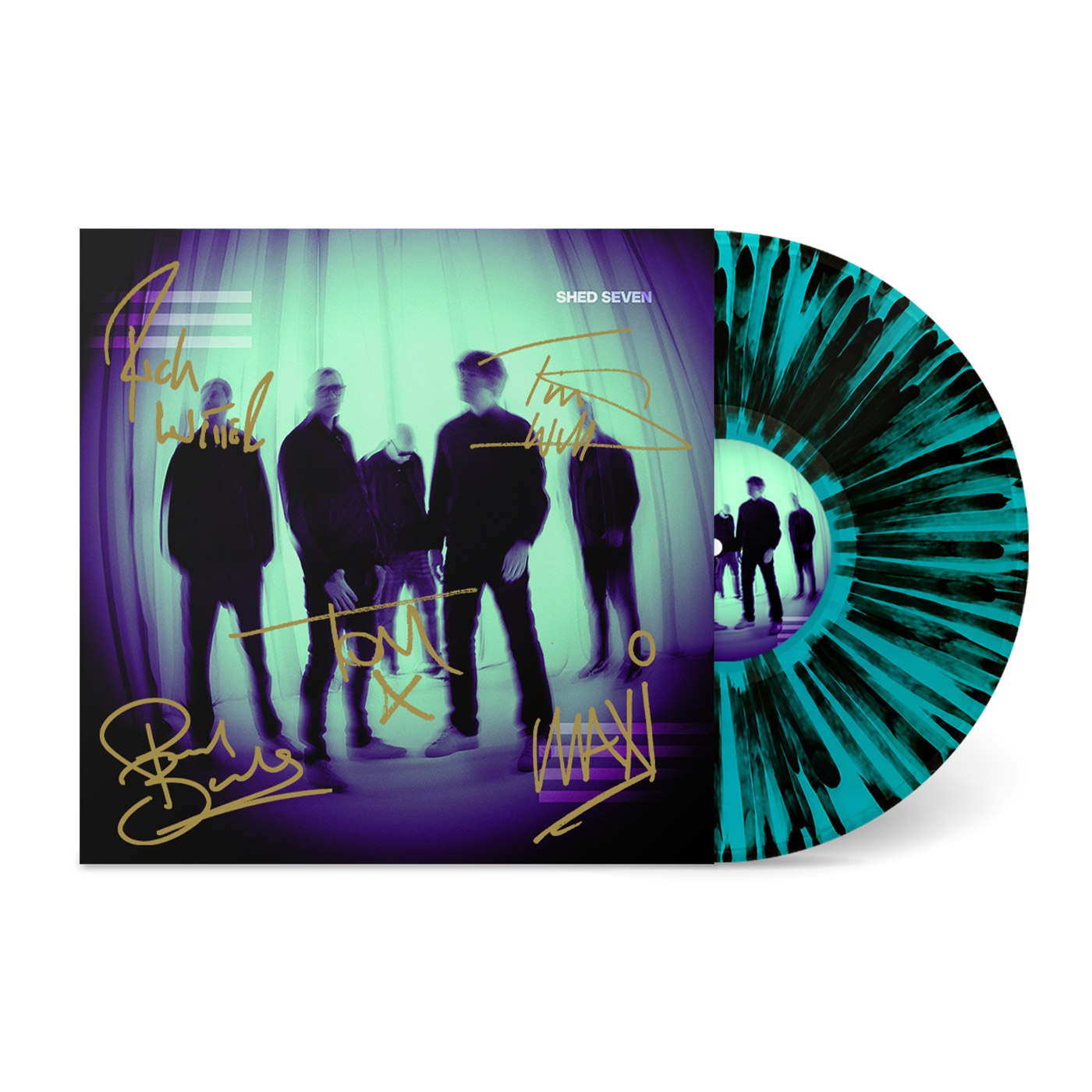 Shed Seven: Exclusive Turquoise Black Splatter Vinyl w/ Signed Alternative Artwork Cover