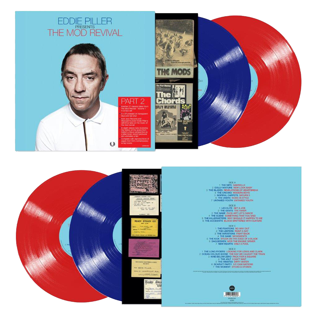 Eddie Piller Presents More of The Mod Revival: Limited Edition Transparent Blue and Red Vinyl 2LP