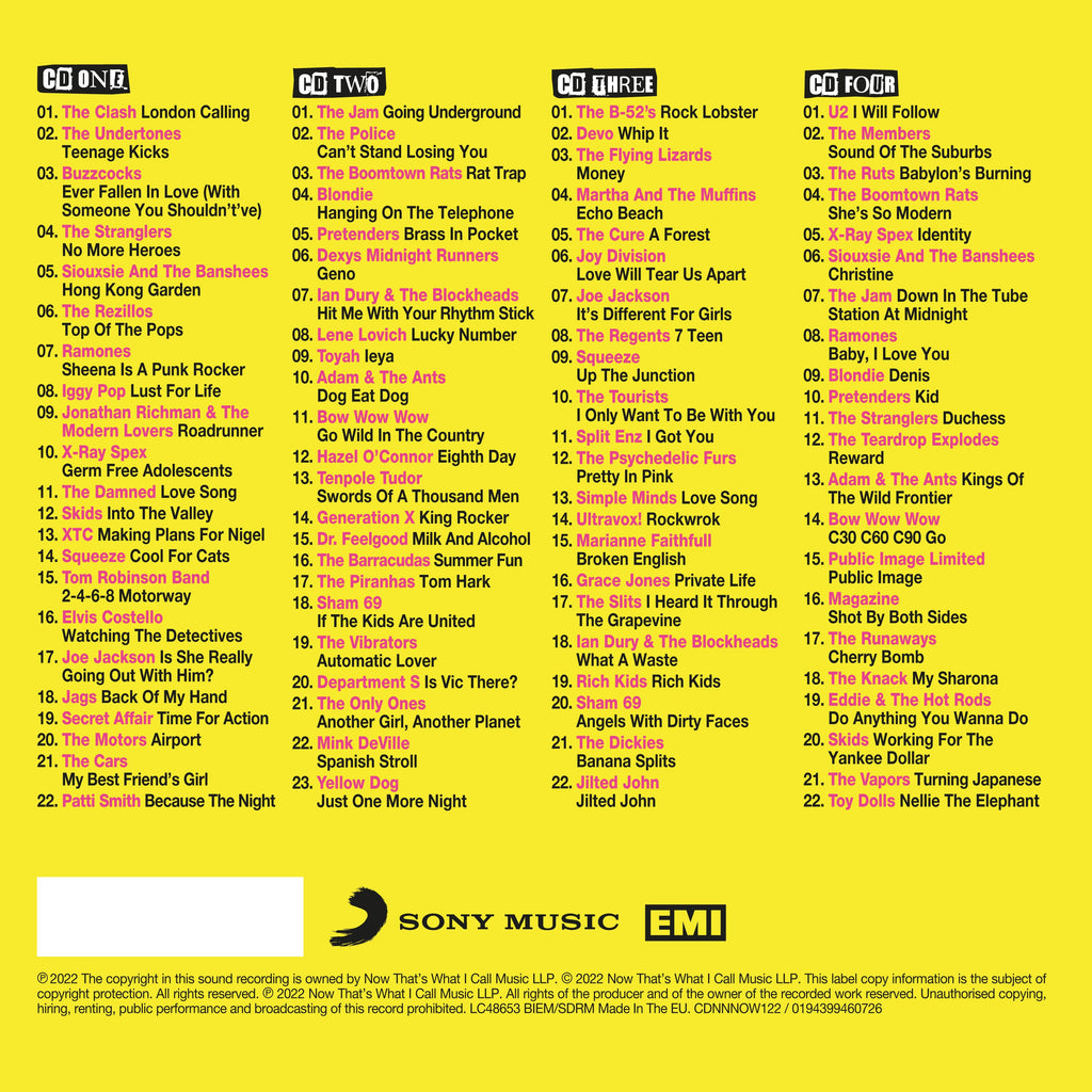NOW That’s What I Call Punk & New Wave: 4CD