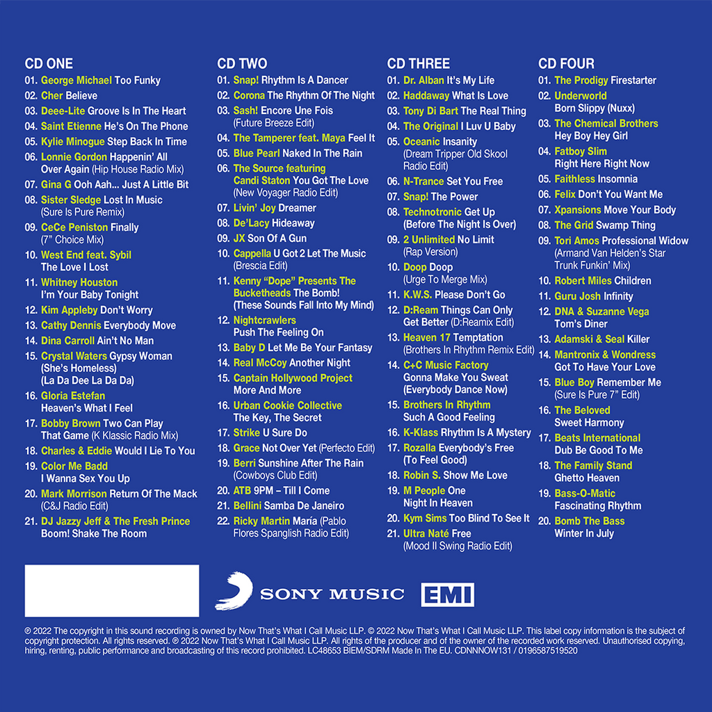 NOW That’s What I Call 90s: Dancefloor (4CD)