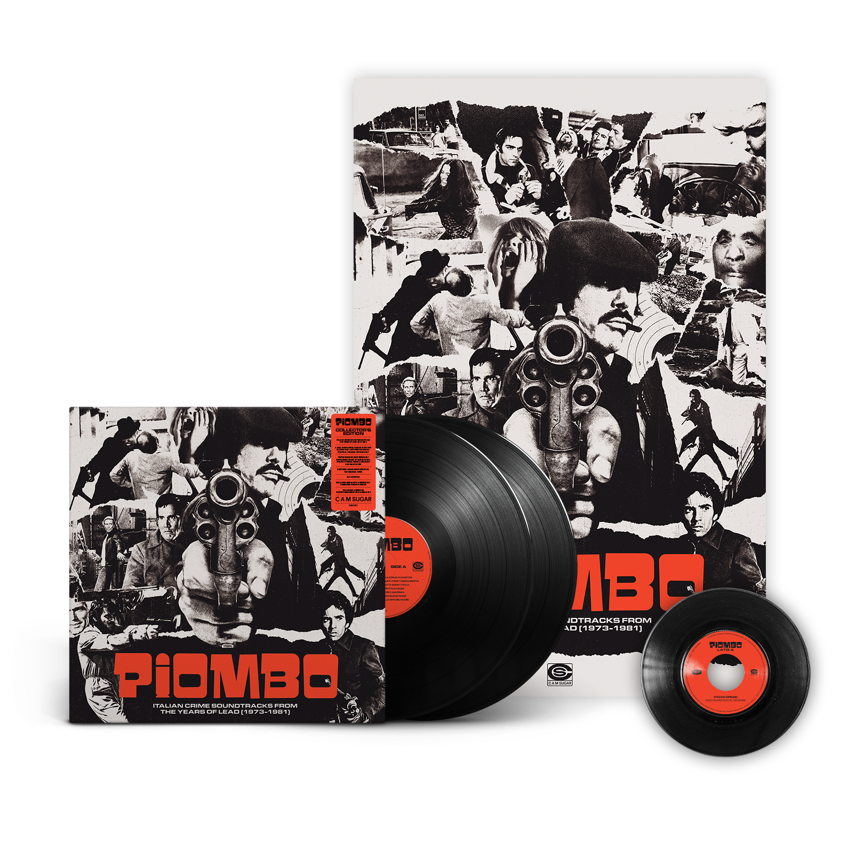 PIOMBO - Italian Crime Soundtracks From The Years Of Lead (1973-1981) Collector's Edition (Gatefold 2LP + 7” with 2 Bonus Tracks + Original Poster)