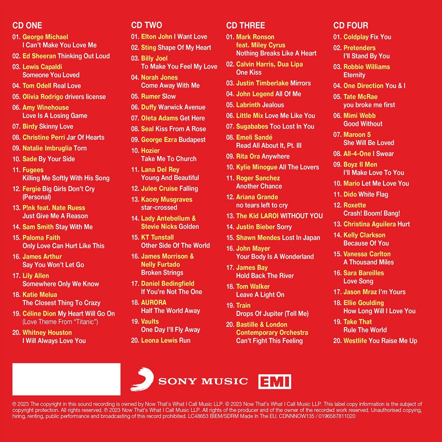 NOW That’s What I Call A Love Song (4CD)