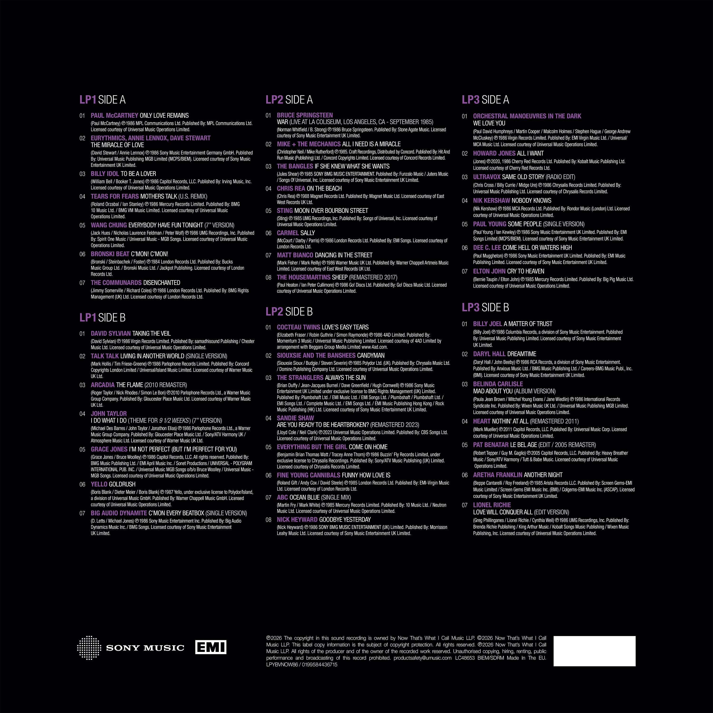 NOW Yearbook – THE VAULT: 1986 (3LP)