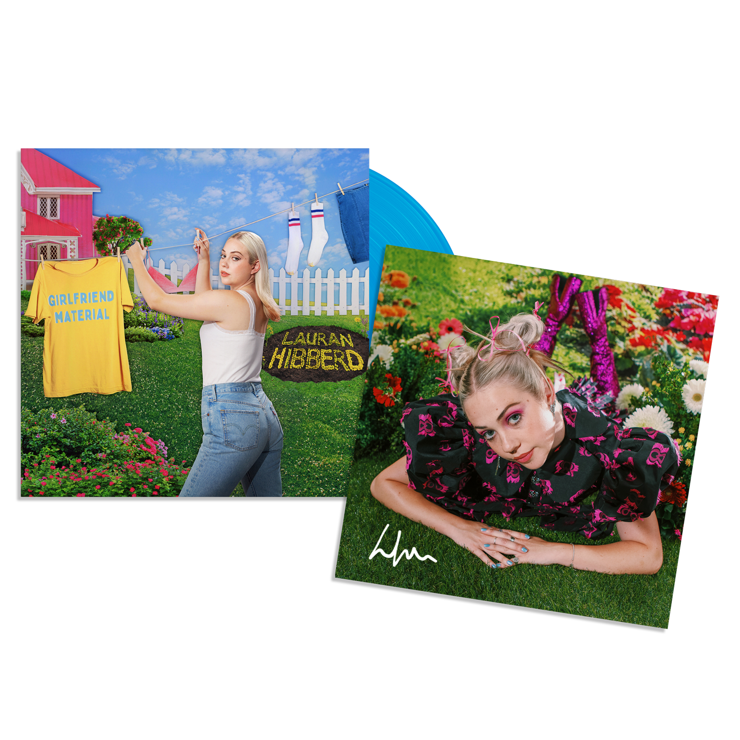 girlfriend material: Sky Blue Vinyl LP + Signed Print