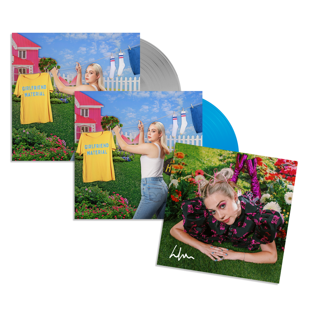 girlfriend material: Sky Blue Vinyl LP, Clear Vinyl LP + Signed Print