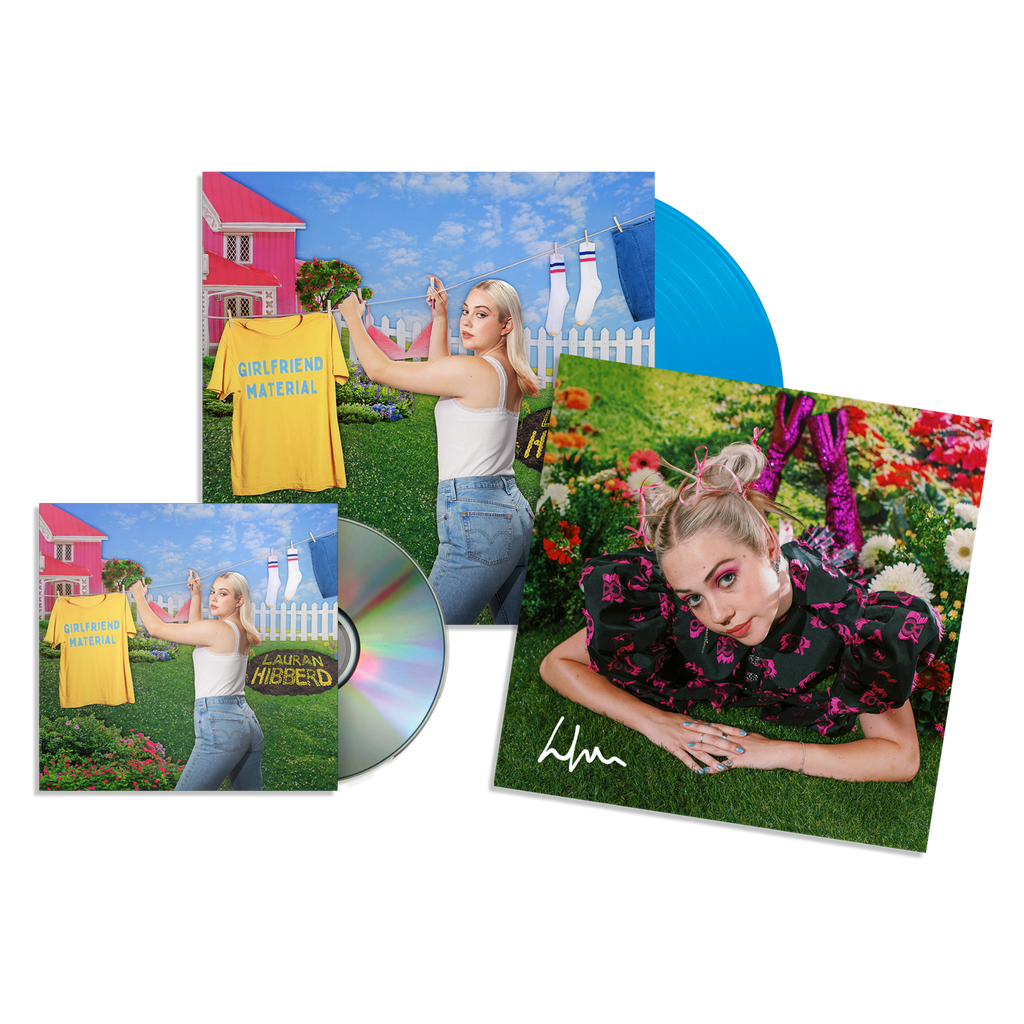 girlfriend material: Sky Blue Vinyl LP, CD + Signed Print