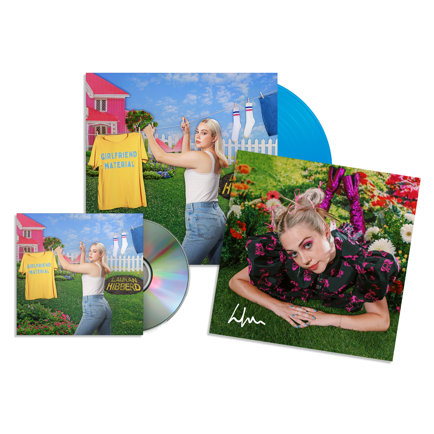 girlfriend material: Sky Blue Vinyl LP, CD + Signed Print