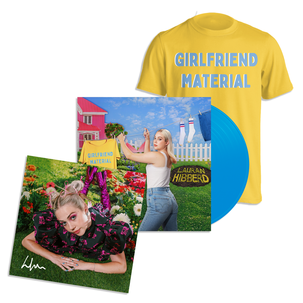 girlfriend material: Sky Blue Vinyl LP, T-Shirt + Signed Print