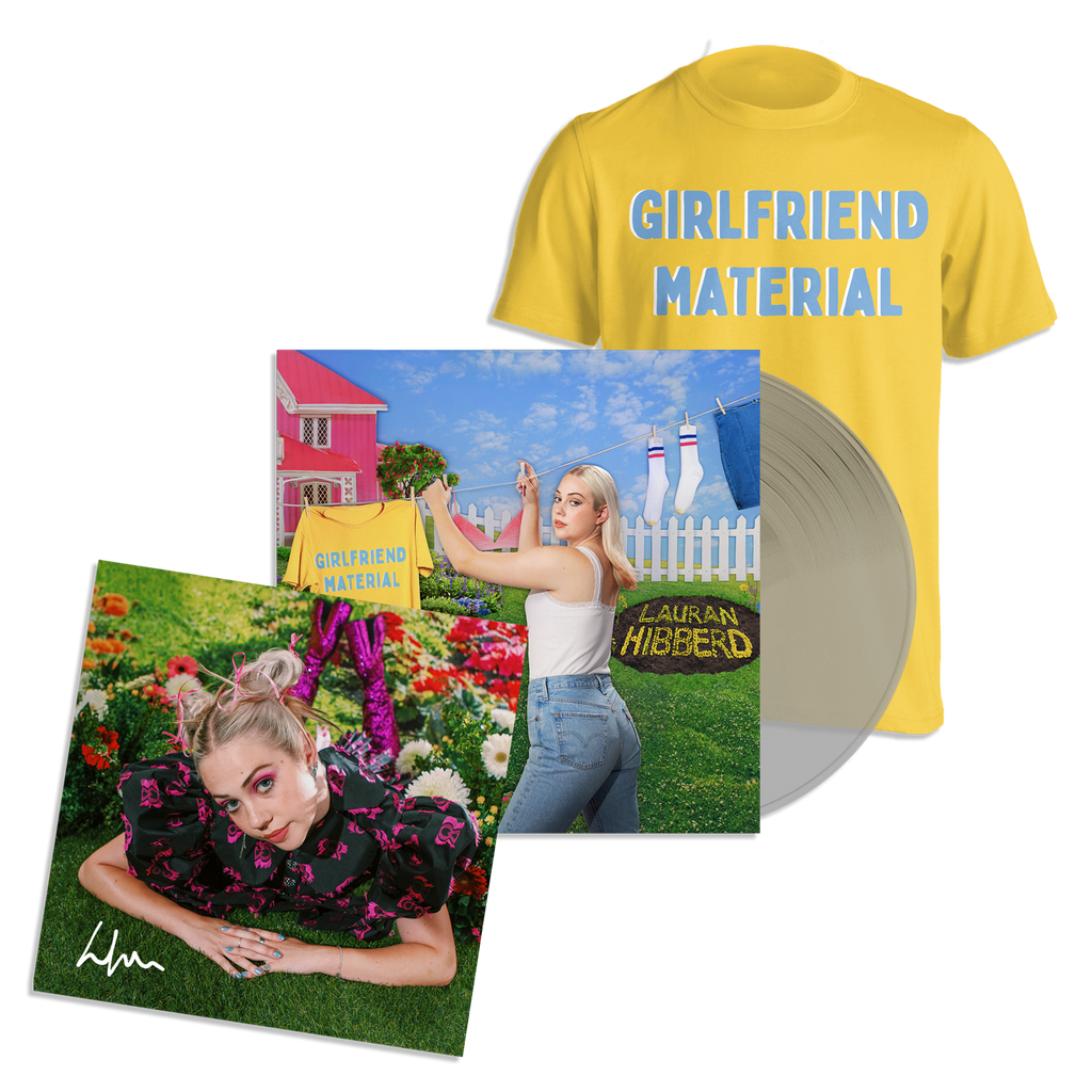 girlfriend material: Clear Vinyl LP, T-Shirt + Signed Print